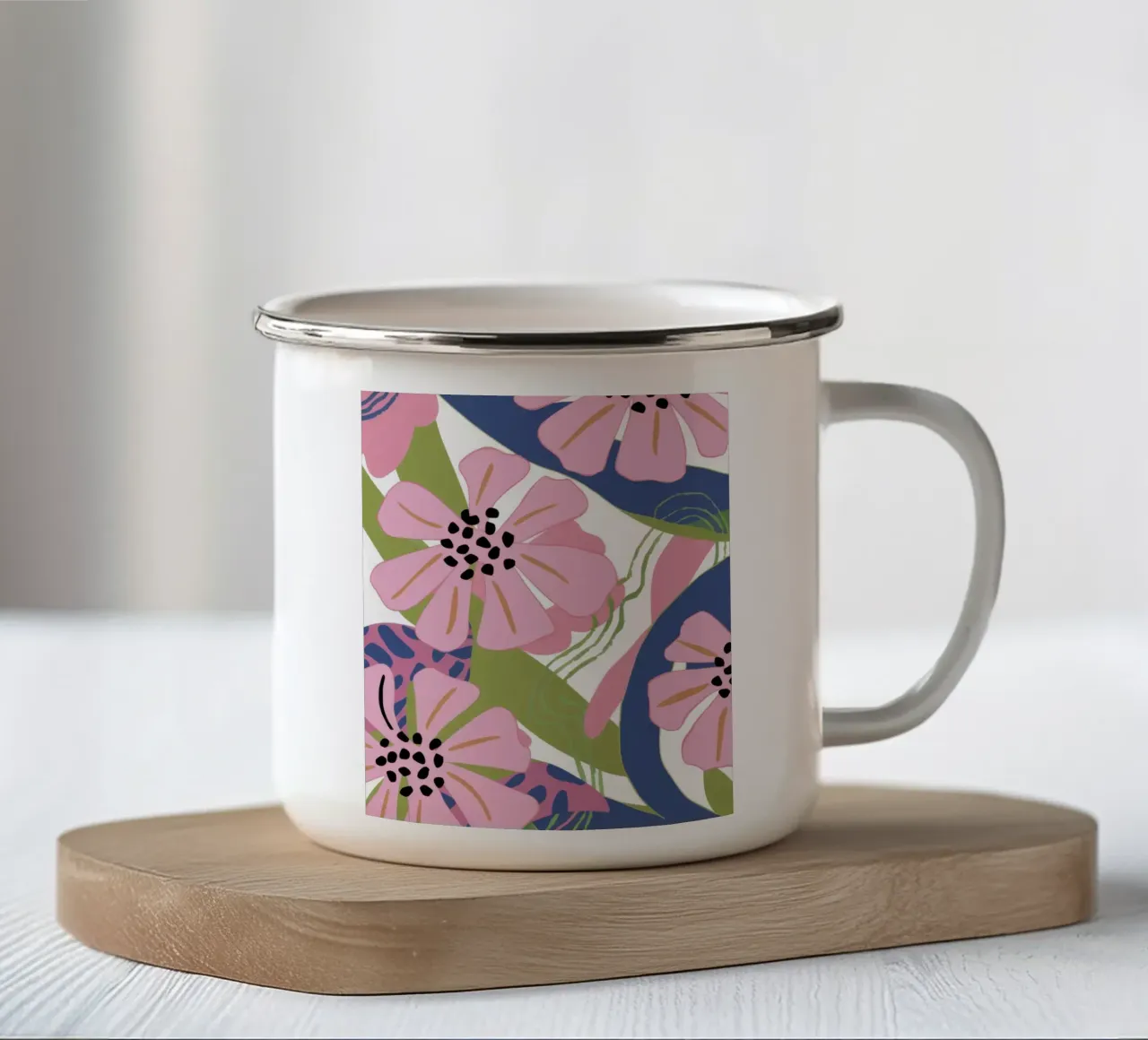 Pink Poppy Pattern tazza in smalto da Kala Martir