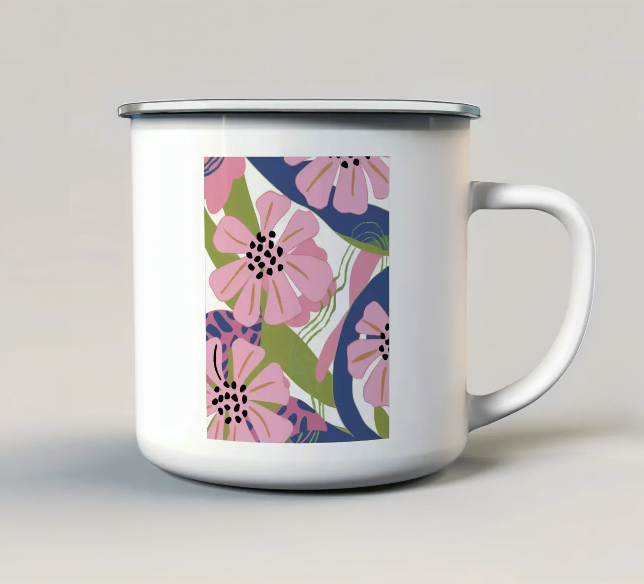 Pink Poppy Pattern tazza in smalto da Kala Martir