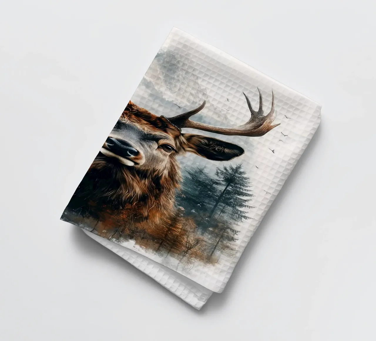 Cerf majestueux dans la forêt torchon de Barbara Wright