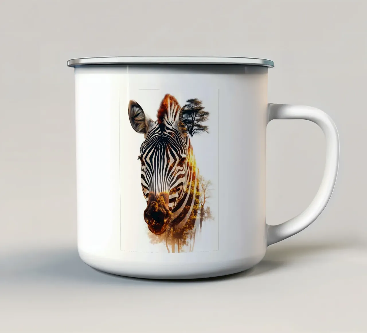 Doppia esposizione Zebra tazza in smalto da Barbara Wright