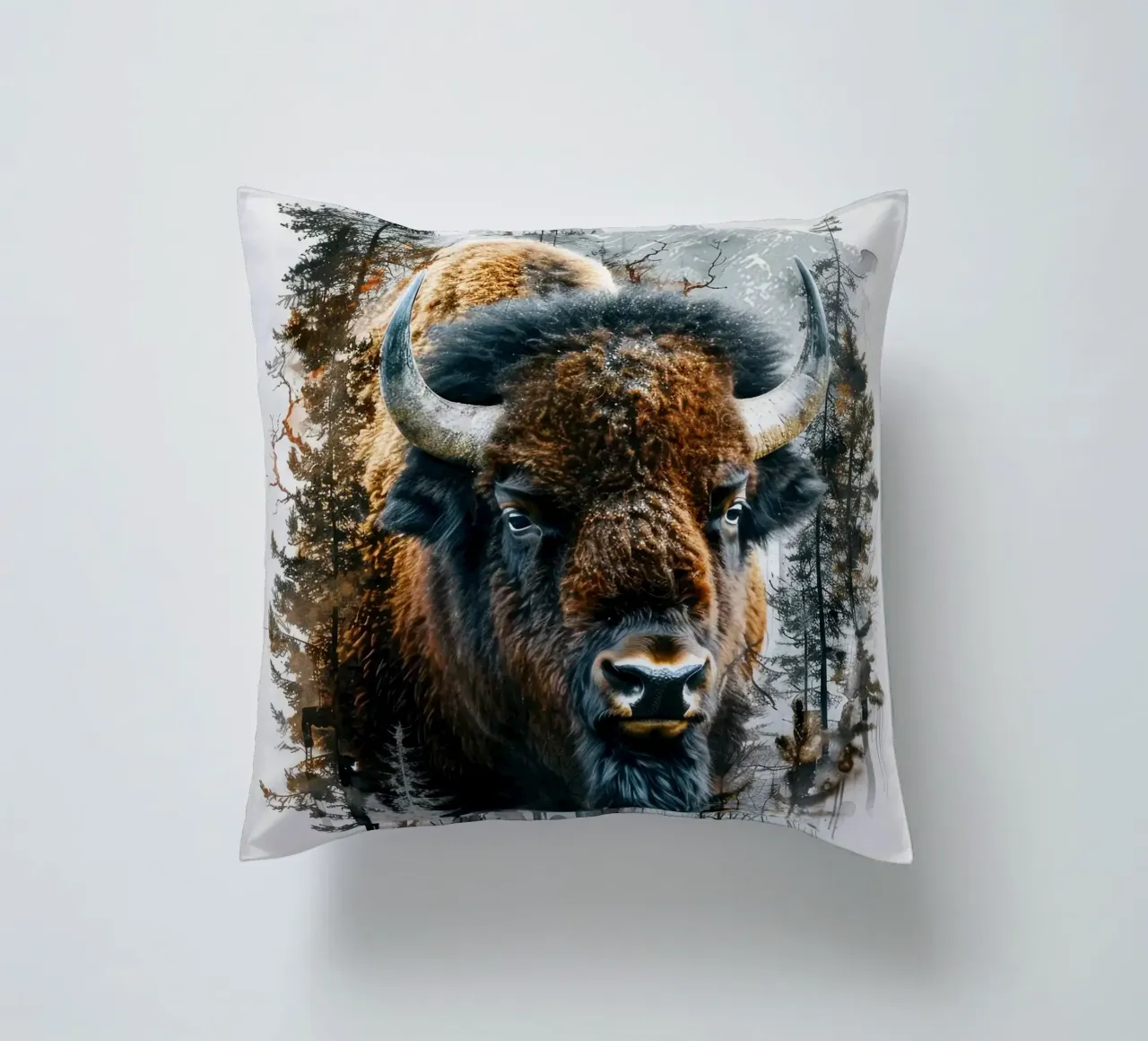 Bisonte nel bosco cuscino da Barbara Wright
