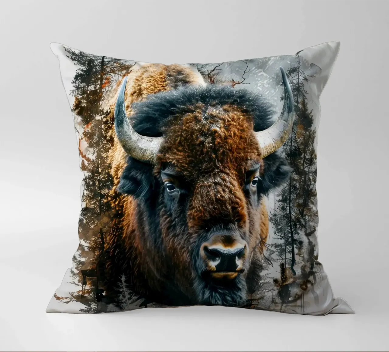 Bisonte nel bosco cuscino da Barbara Wright
