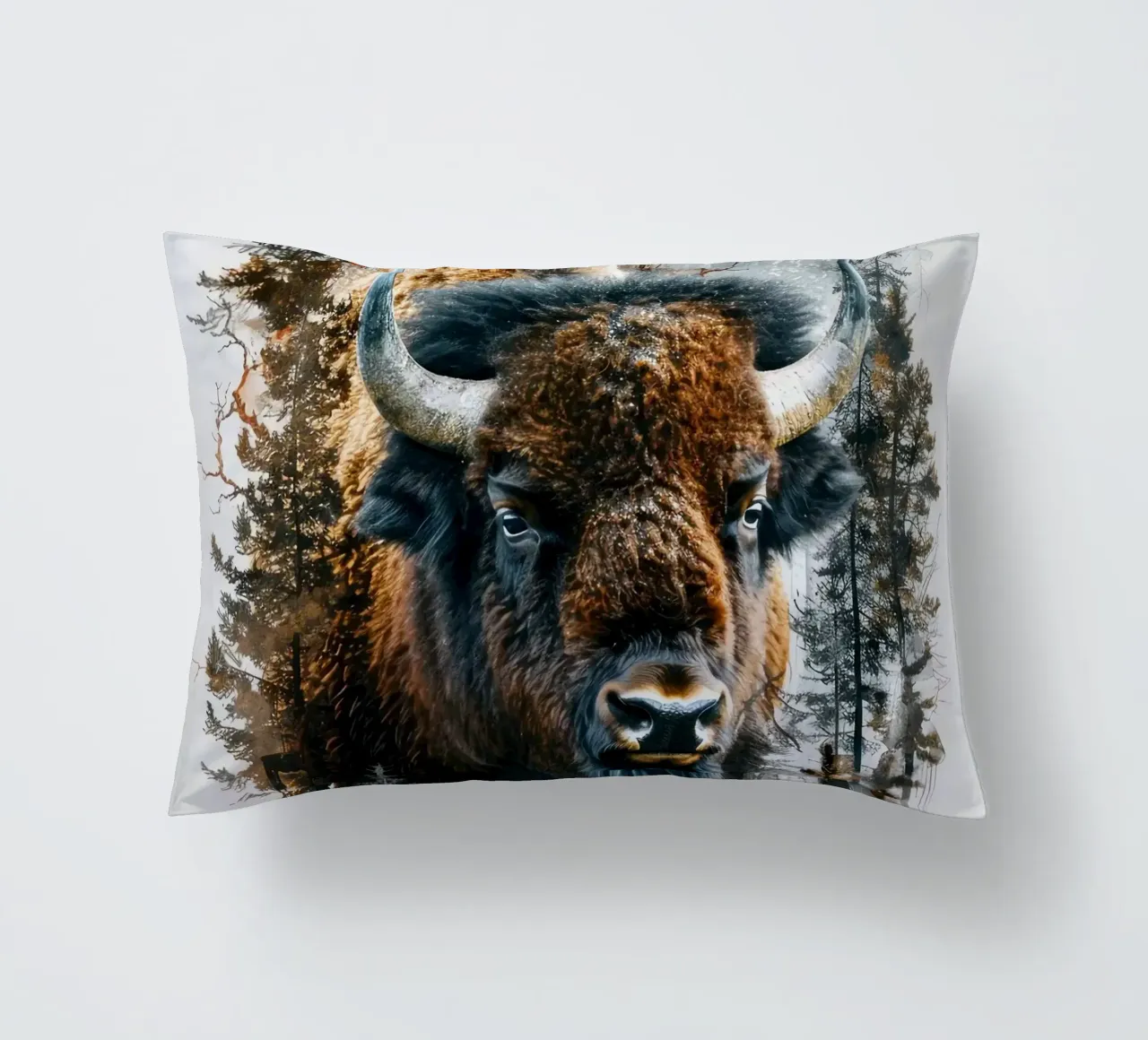 Bisonte nel bosco cuscino da Barbara Wright