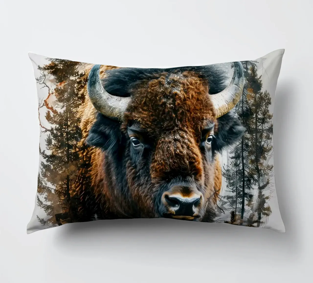 Bisonte nel bosco cuscino da Barbara Wright
