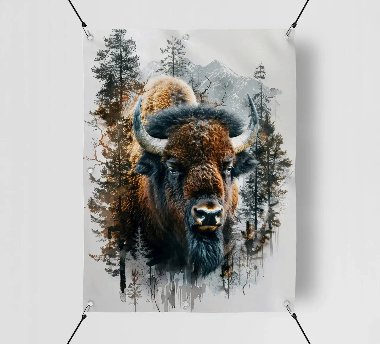 Bisonte nel bosco telo in pvc da Barbara Wright