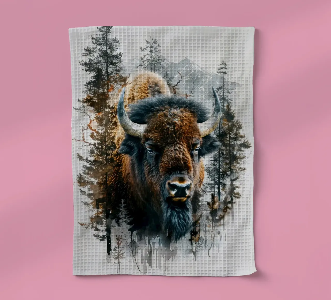 Bisonte nel bosco canovaccio da cucina da Barbara Wright