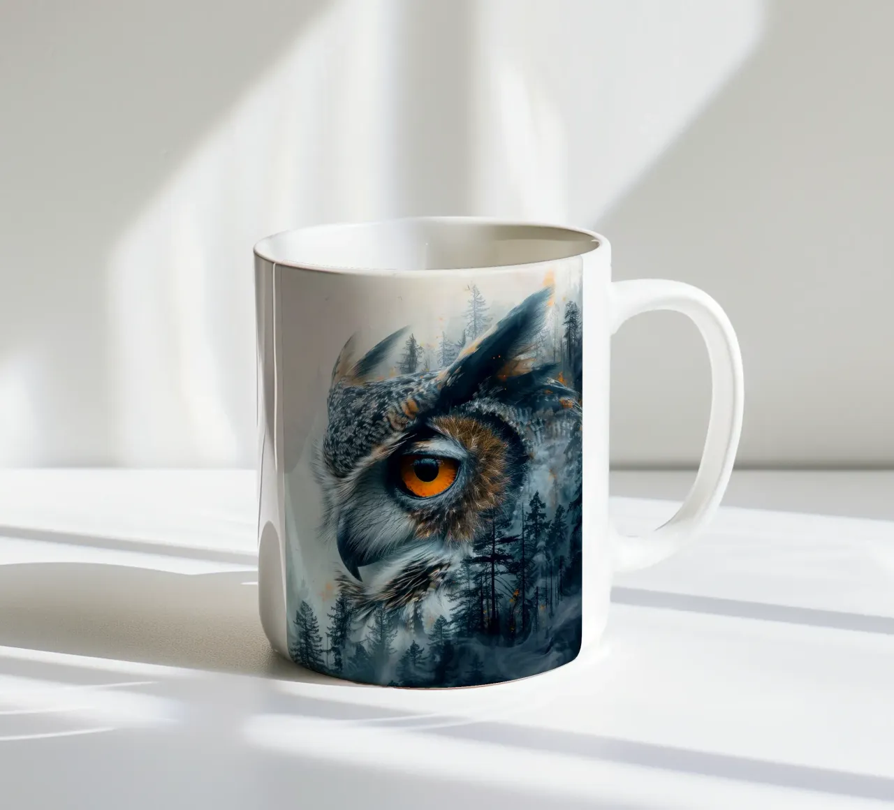 Ritratto di gufo tazza in ceramica da Barbara Wright