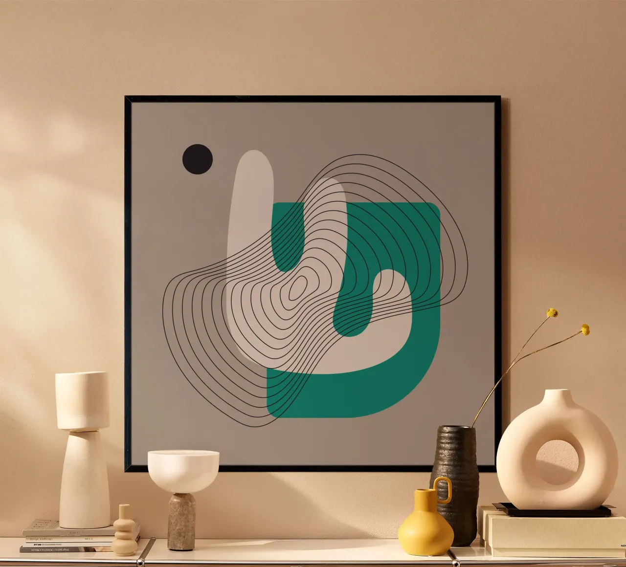 Creative Mess III poster with wooden frame by byh.illustration