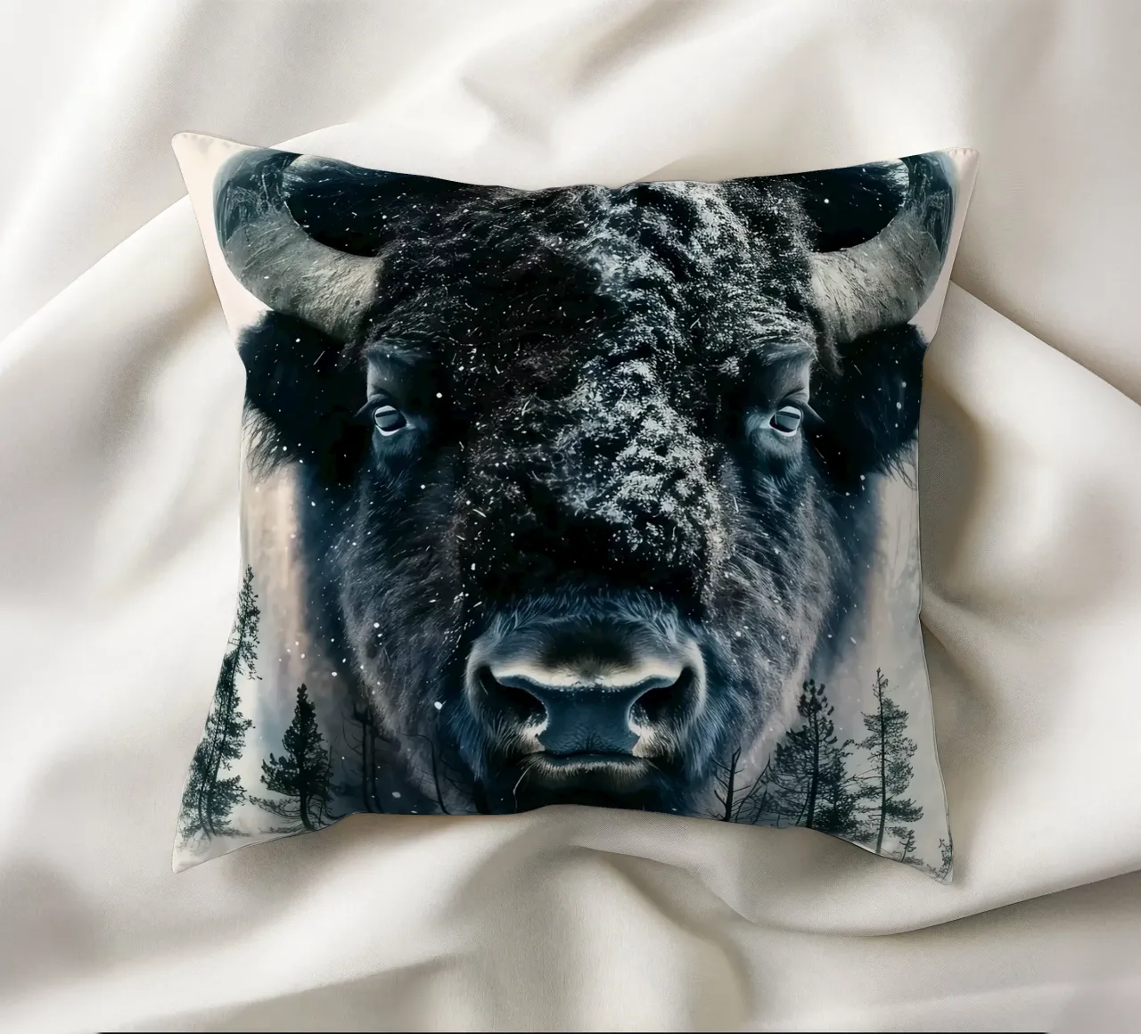 Ritratto di bisonte cuscino da Barbara Wright