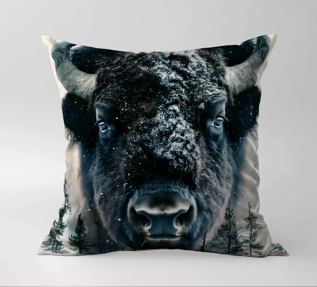Ritratto di bisonte cuscino da Barbara Wright