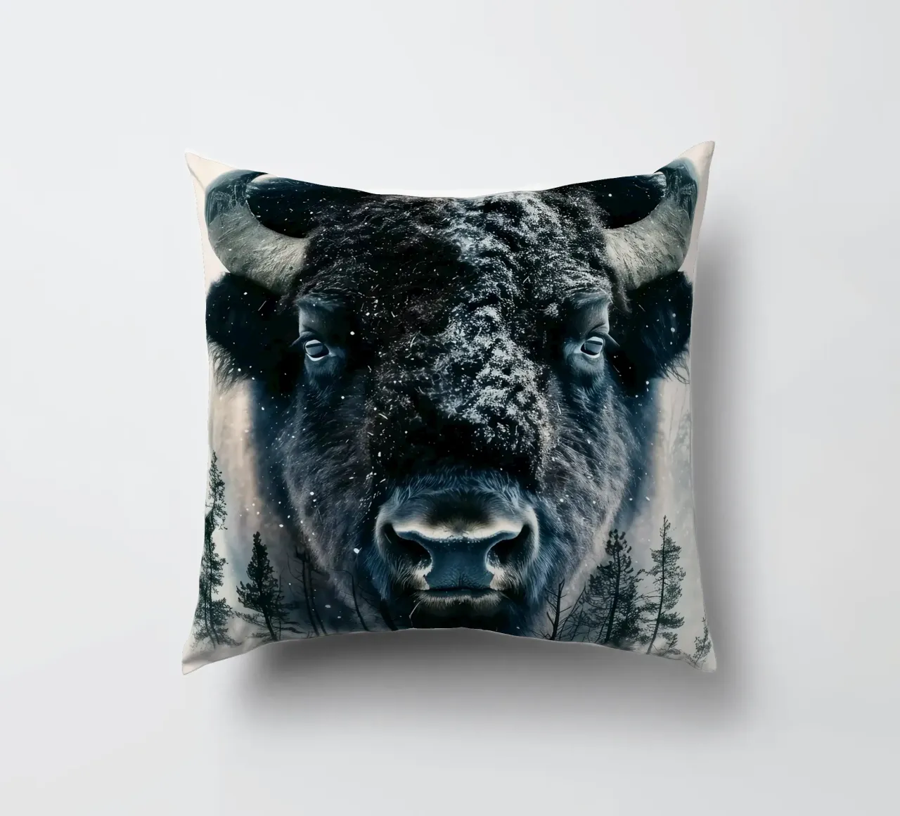 Ritratto di bisonte cuscino da Barbara Wright