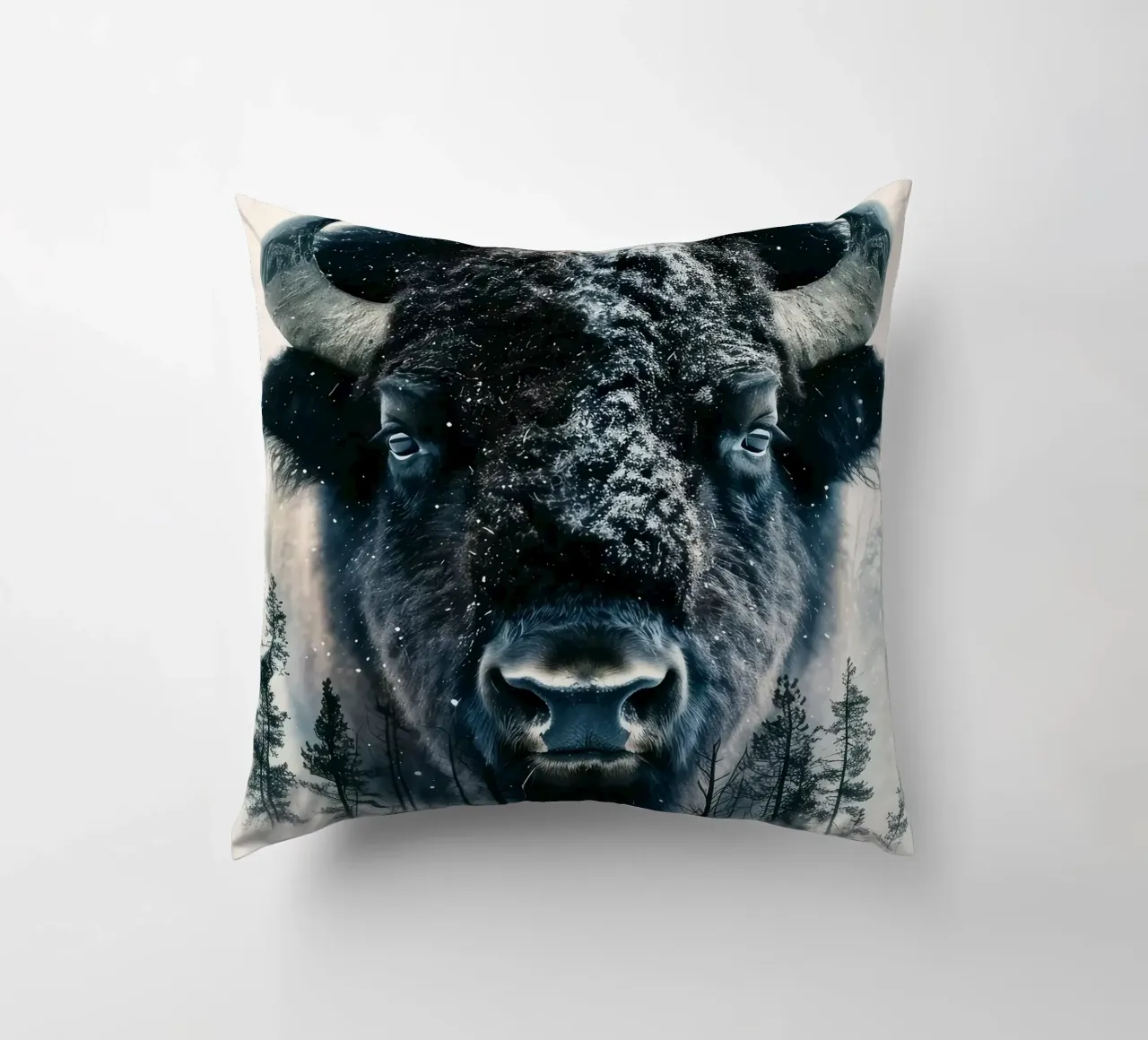 Ritratto di bisonte cuscino da Barbara Wright