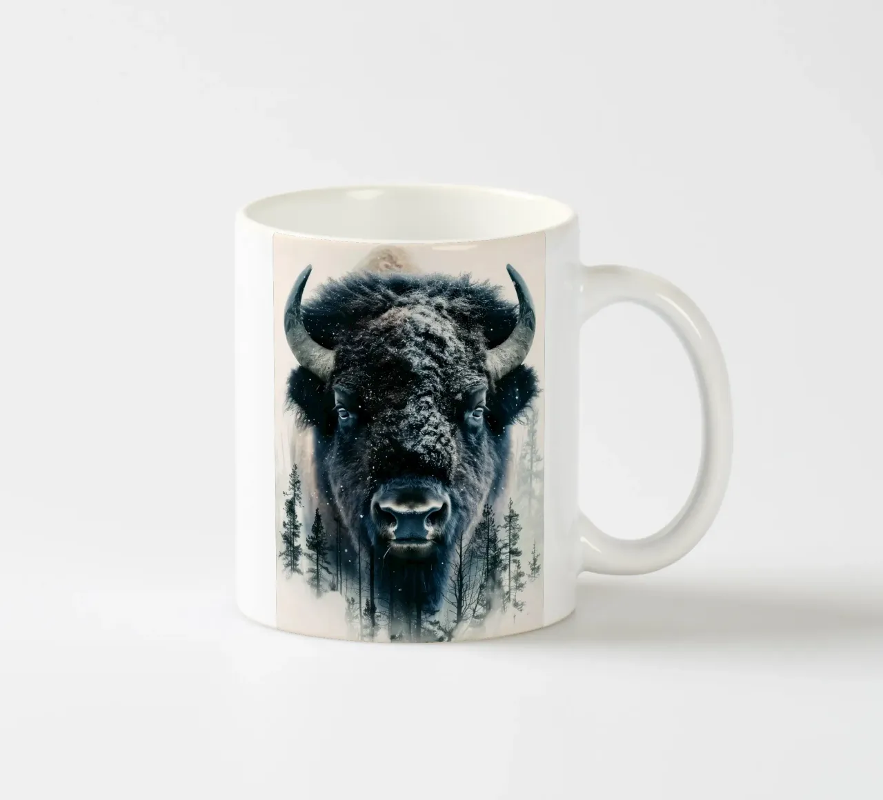 Ritratto di bisonte tazza in ceramica da Barbara Wright