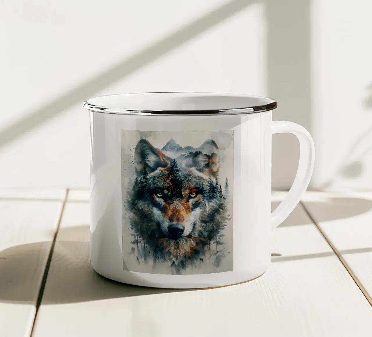 Lupo tazza in smalto da Barbara Wright