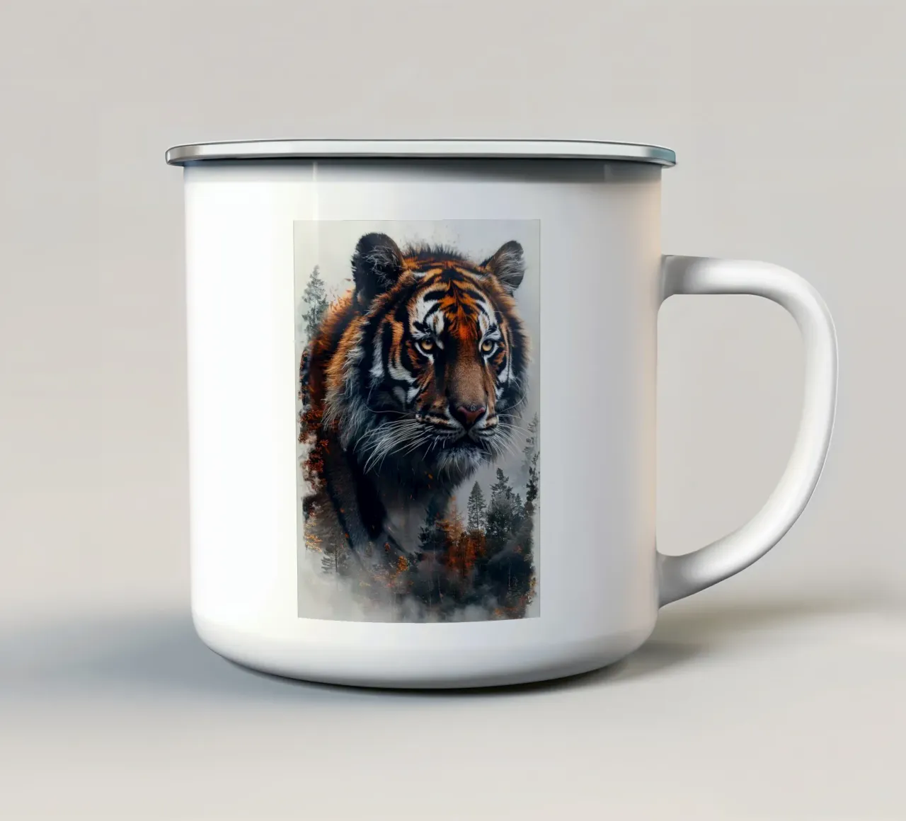 Ritratto di tigre tazza in smalto da Barbara Wright