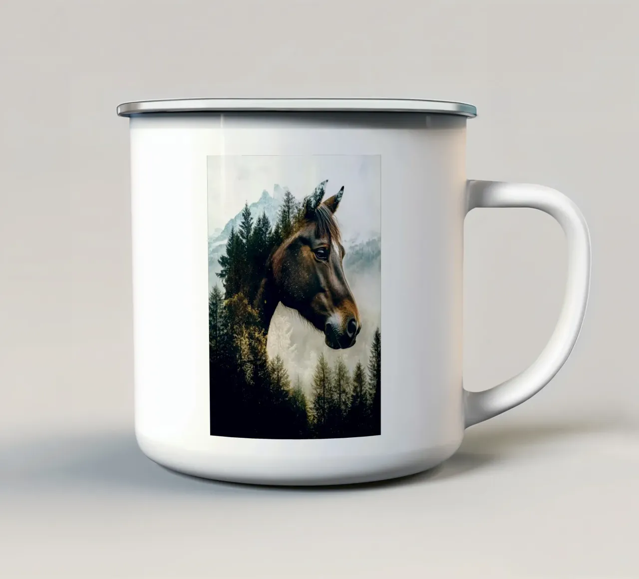 Cavallo nella foresta tazza in smalto da Barbara Wright