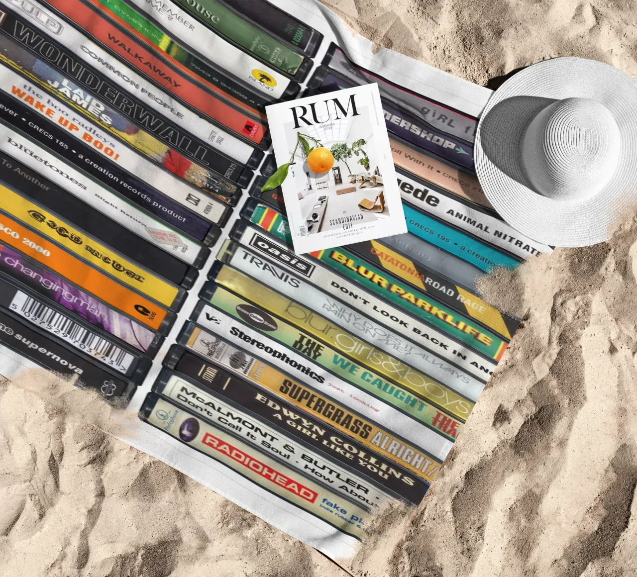 Britpop Singles Print beach towel by MrMustardPrints
