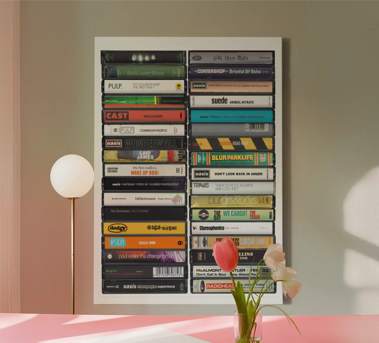 Britpop Singles Print lienzo con Marco flotante de MrMustardPrints