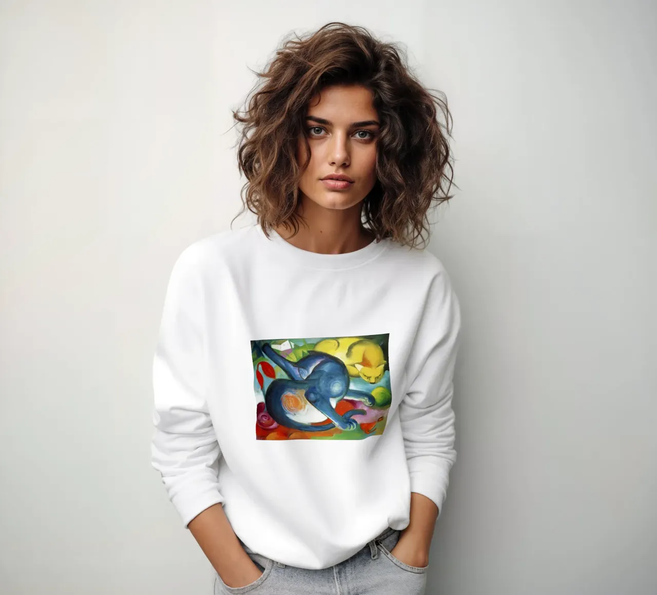 Franz Marc Due gatti, blu e giallo felpa da Jolie Prints