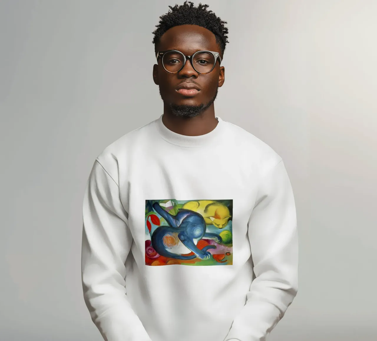 Franz Marc Due gatti, blu e giallo felpa da Jolie Prints
