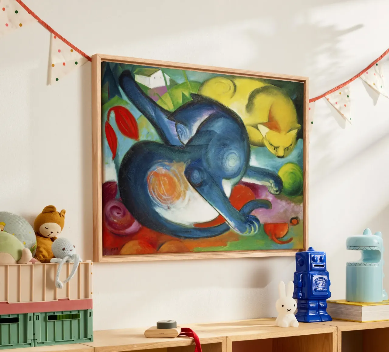 Franz Marc Due gatti, blu e giallo plexiglass da Jolie Prints