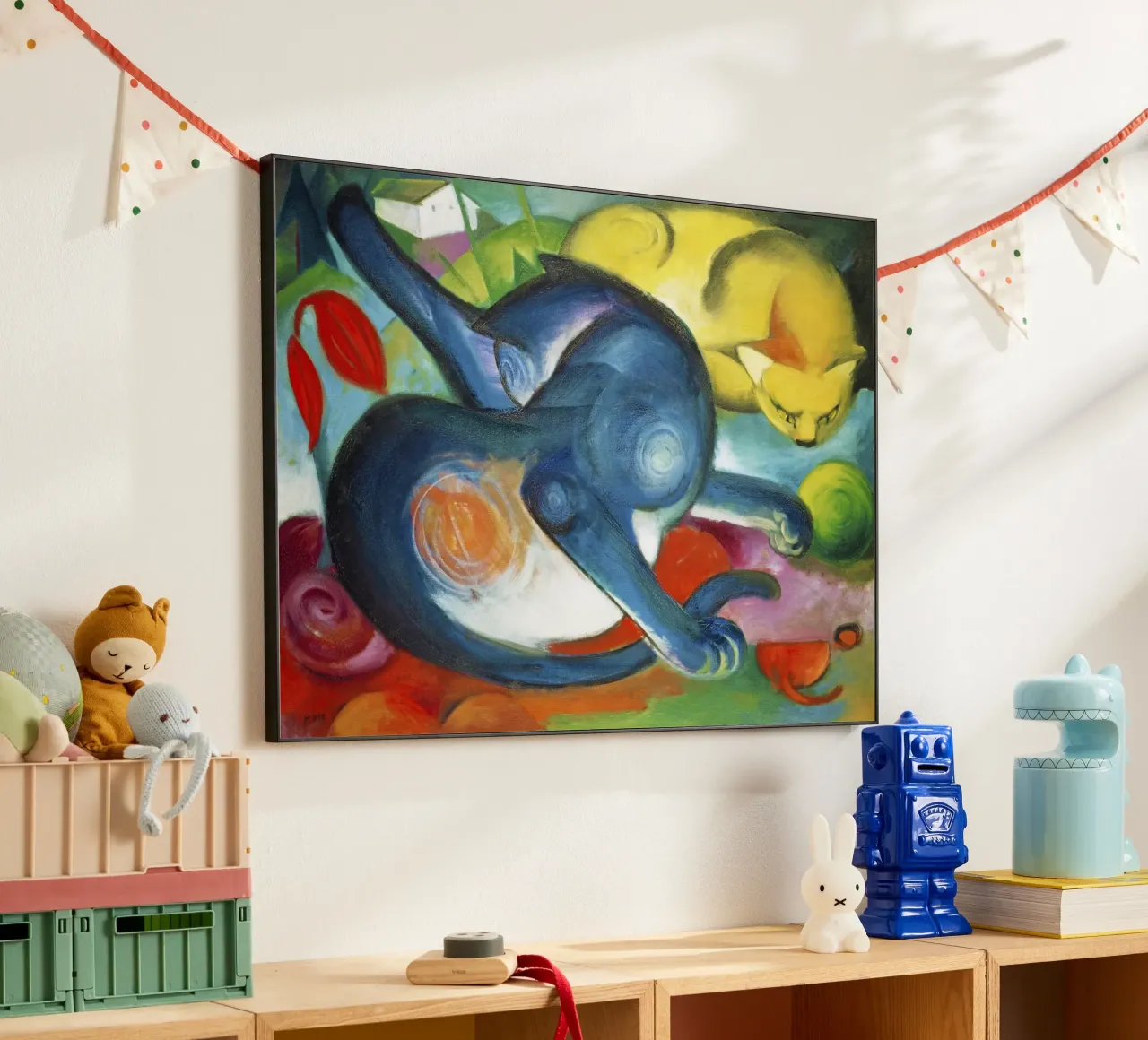 Franz Marc Due gatti, blu e giallo alluminio dibond da Jolie Prints