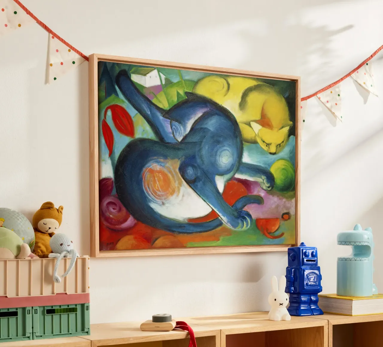 Franz Marc Due gatti, blu e giallo tela da Jolie Prints