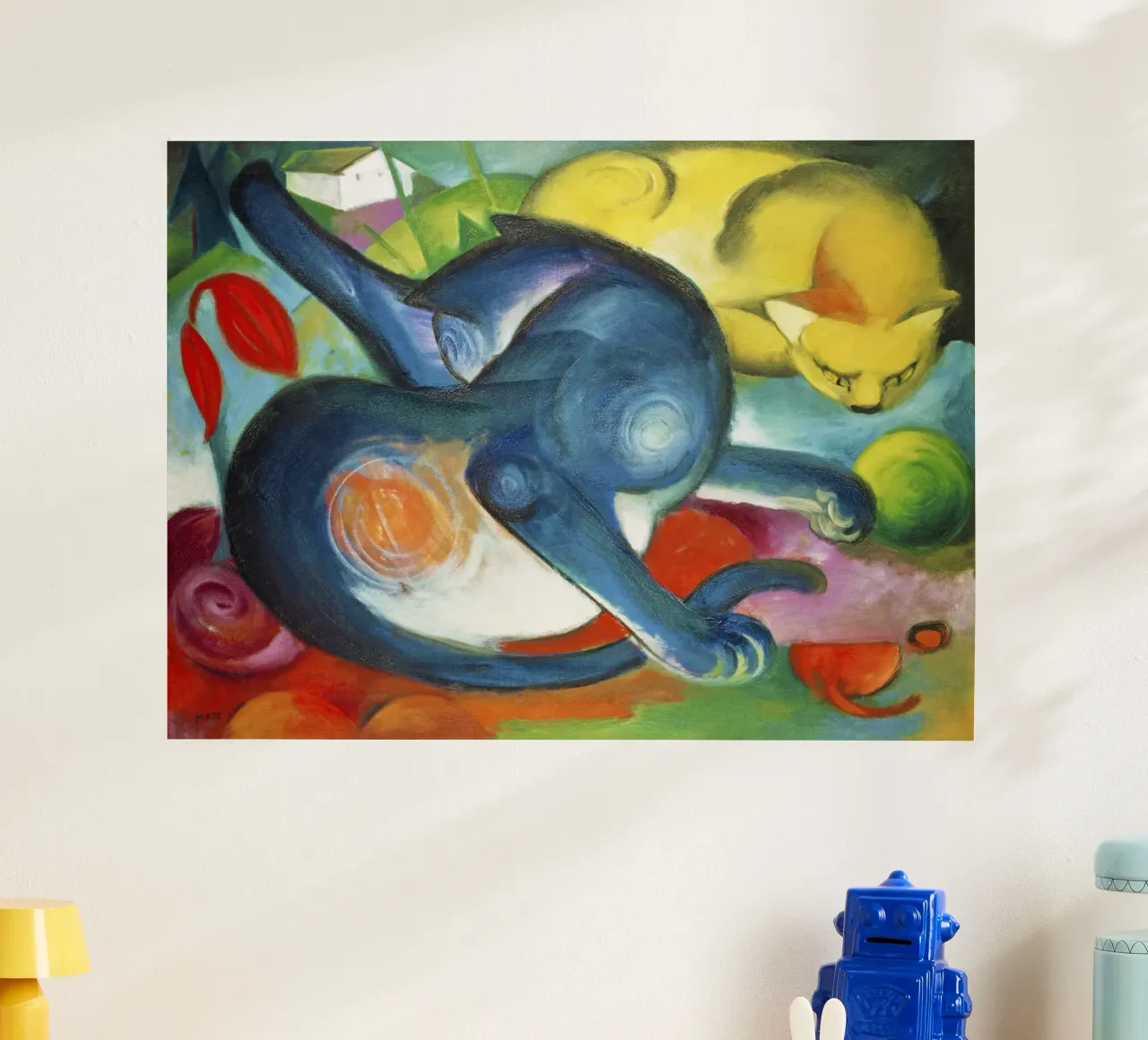 Franz Marc Due gatti, blu e giallo carta hahnemühle da Jolie Prints
