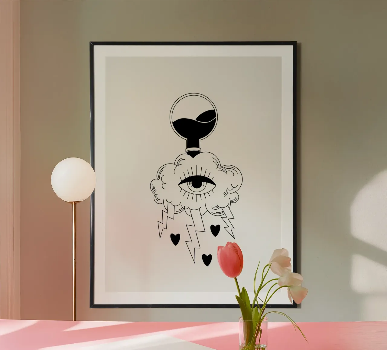 Water Cloud poster con telaio in legno da byh.illustration