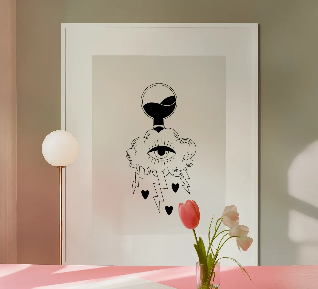 Water Cloud poster con telaio in legno da byh.illustration