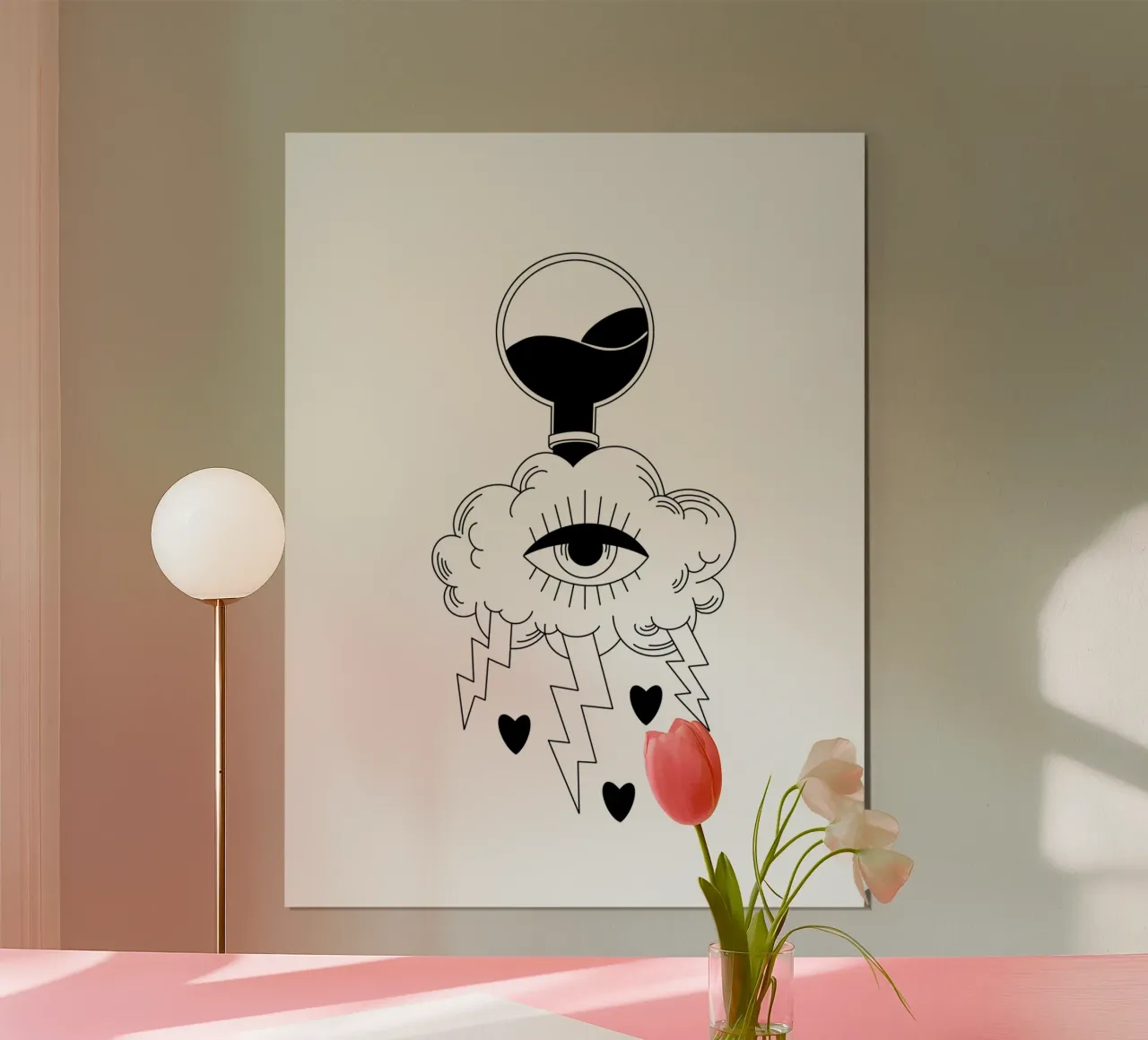 Water Cloud poster con telaio in legno da byh.illustration