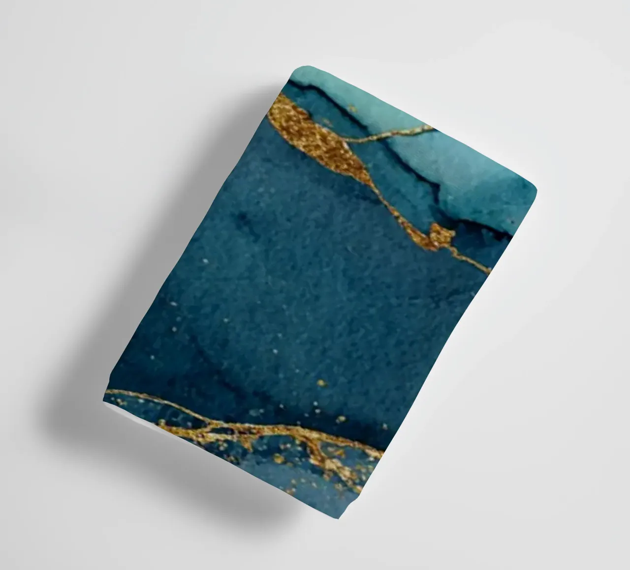 Deep Blue and Teal with Golden Veins and Elegant Marble Effe towel by Modern Muse