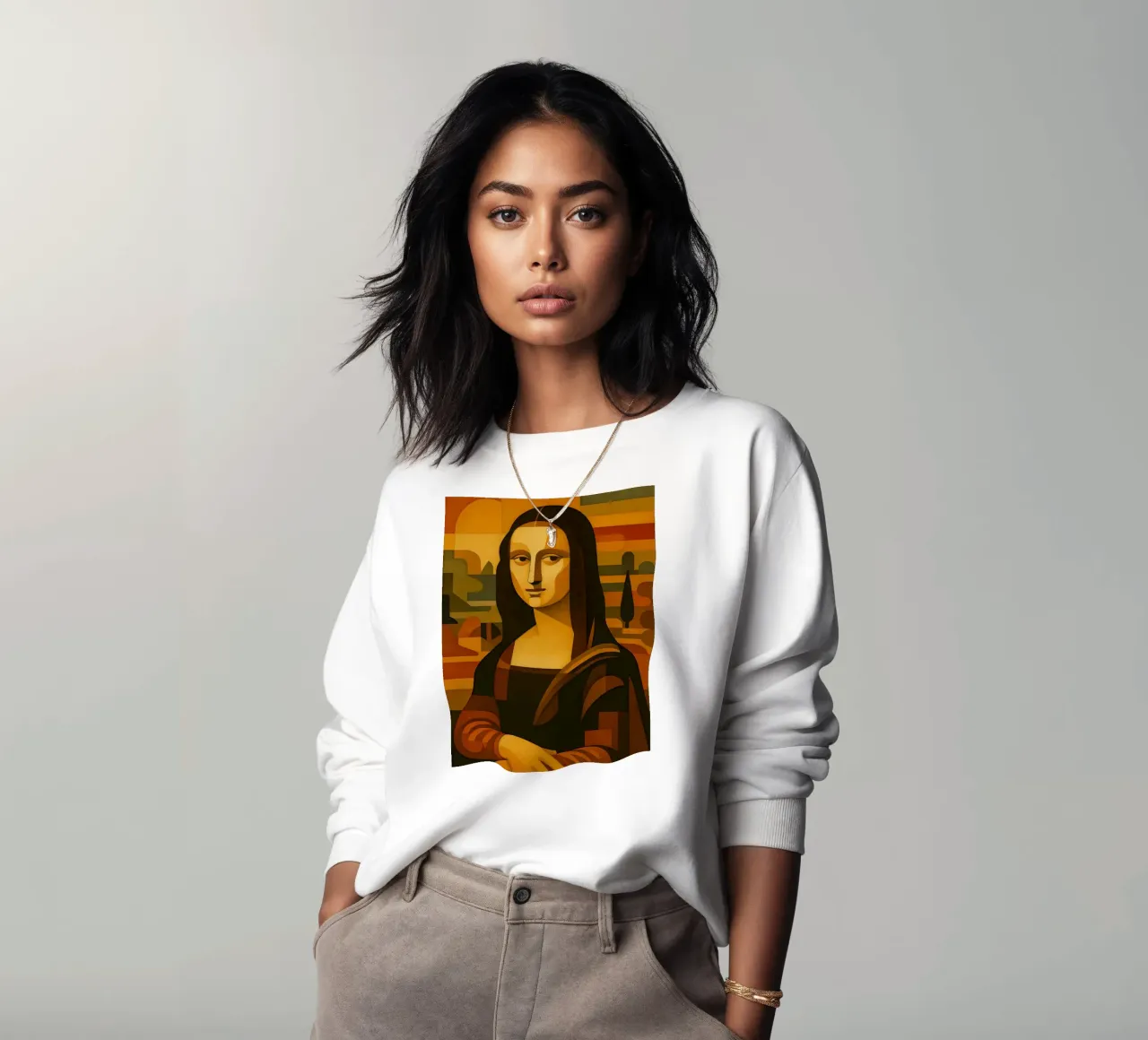 Ritratto di Monna Lisa in stile metà secolo felpa da ARTOMATIC
