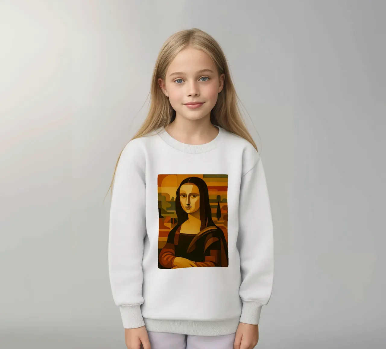 Ritratto di Monna Lisa in stile metà secolo felpa bambino da ARTOMATIC