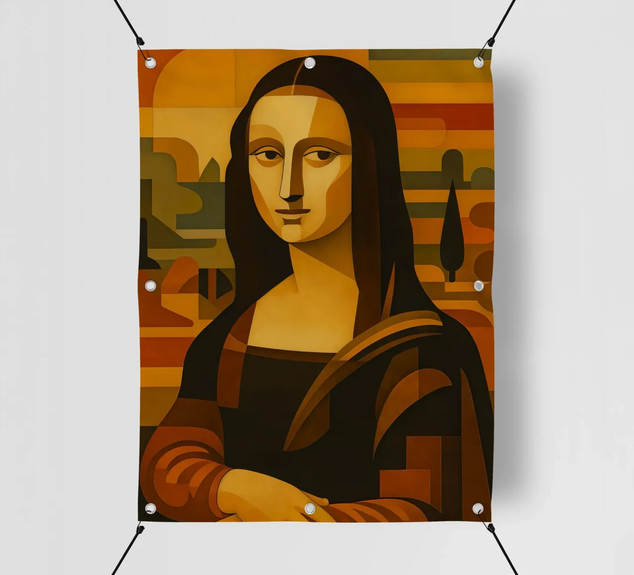 Ritratto di Monna Lisa in stile metà secolo telo in pvc da ARTOMATIC