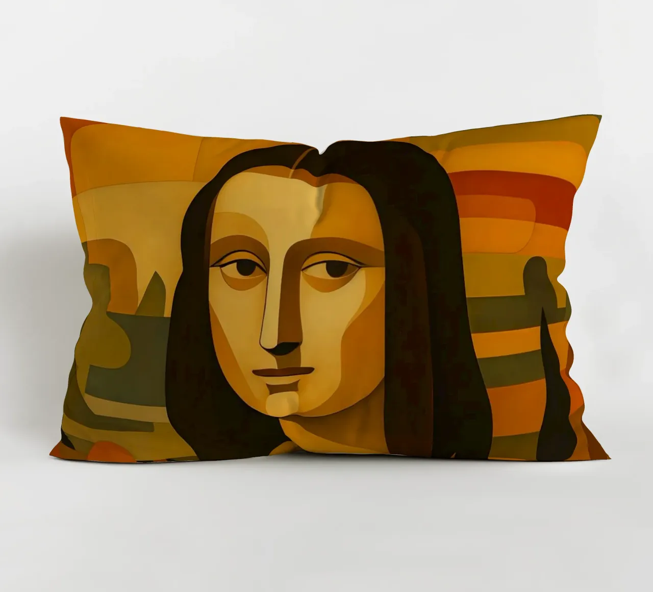Ritratto di Monna Lisa in stile metà secolo cuscino da ARTOMATIC