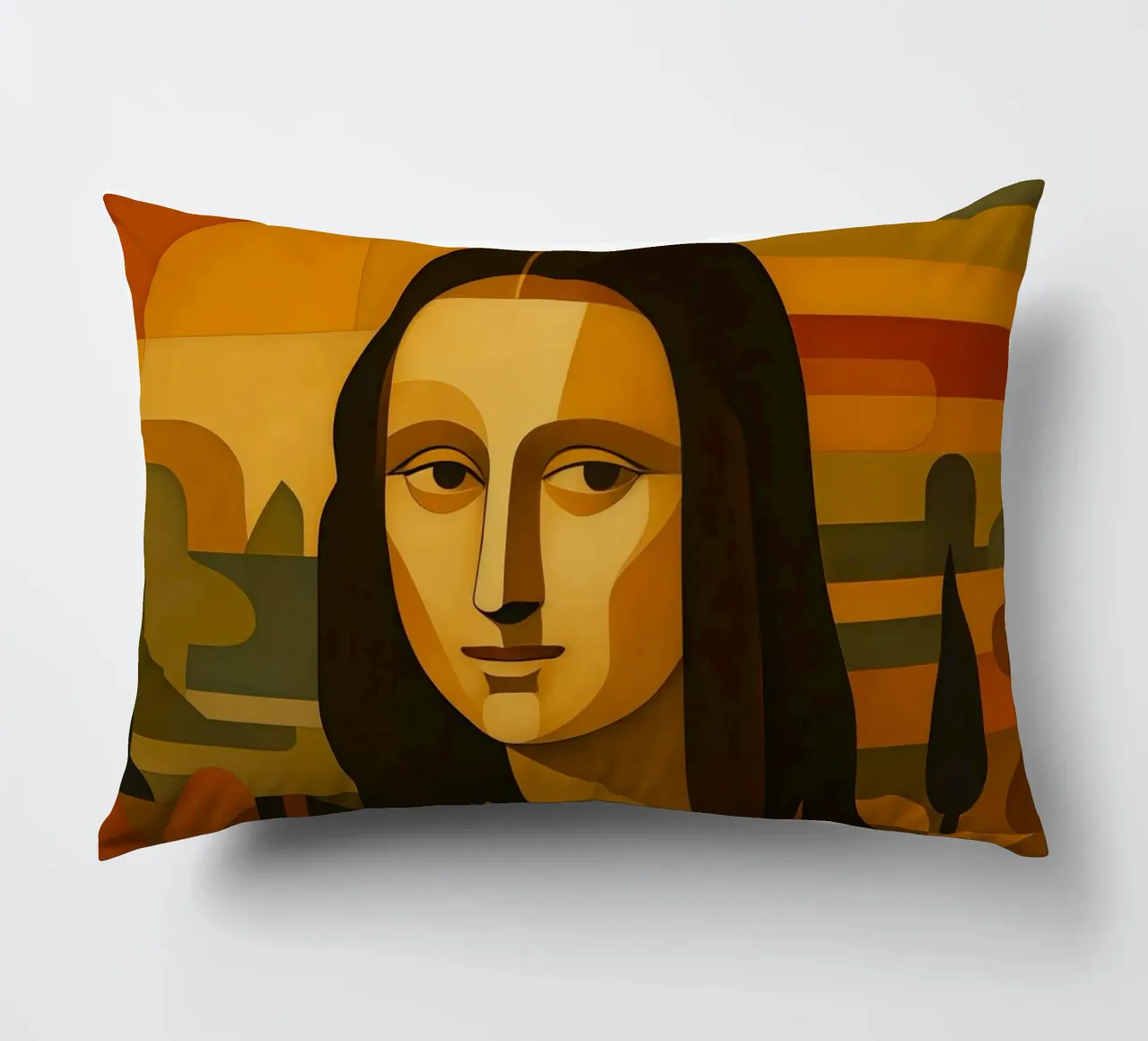 Ritratto di Monna Lisa in stile metà secolo cuscino da ARTOMATIC
