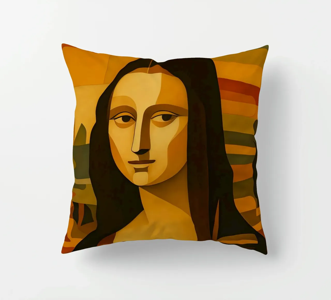 Ritratto di Monna Lisa in stile metà secolo cuscino da ARTOMATIC