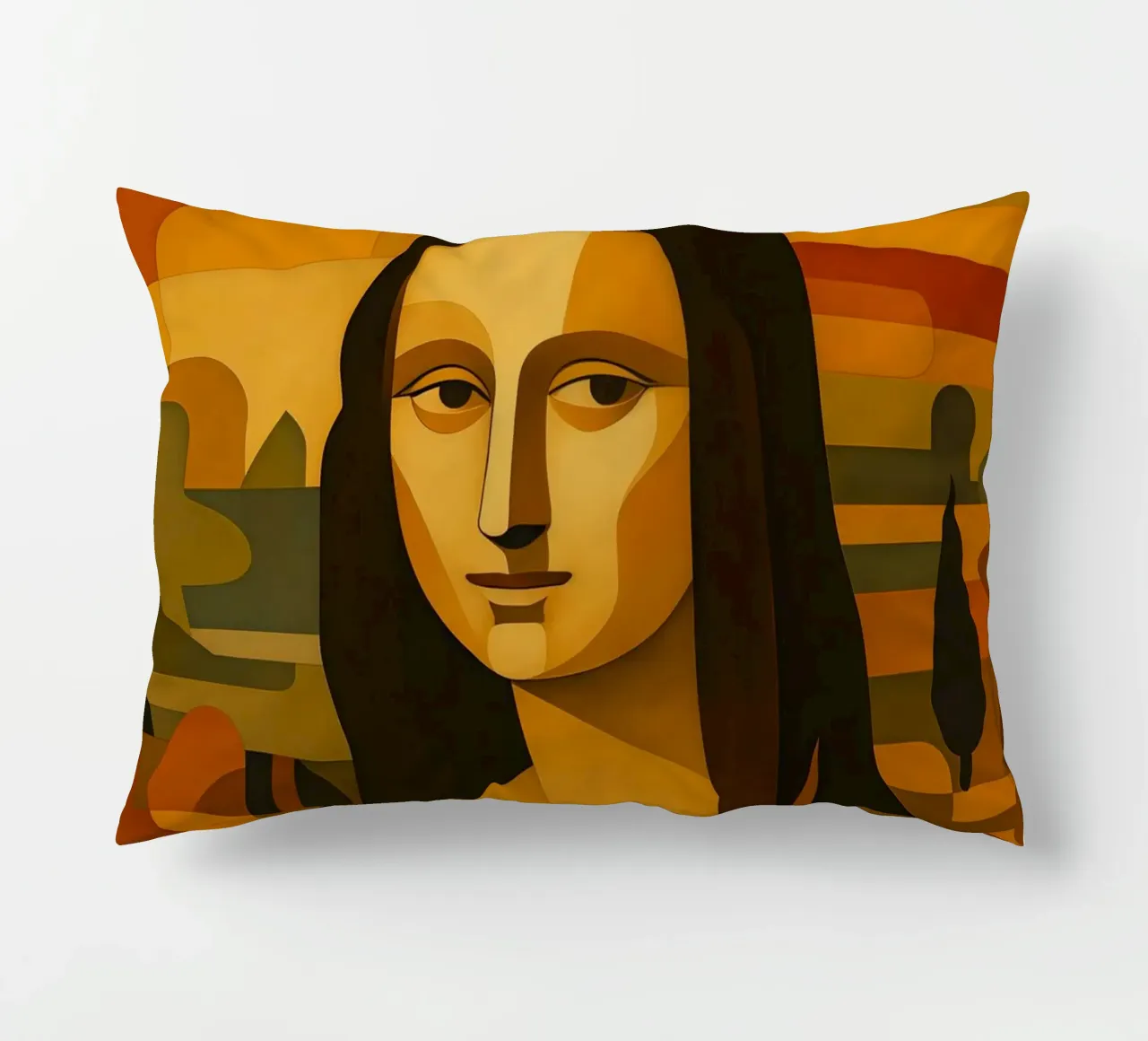 Ritratto di Monna Lisa in stile metà secolo cuscino da ARTOMATIC