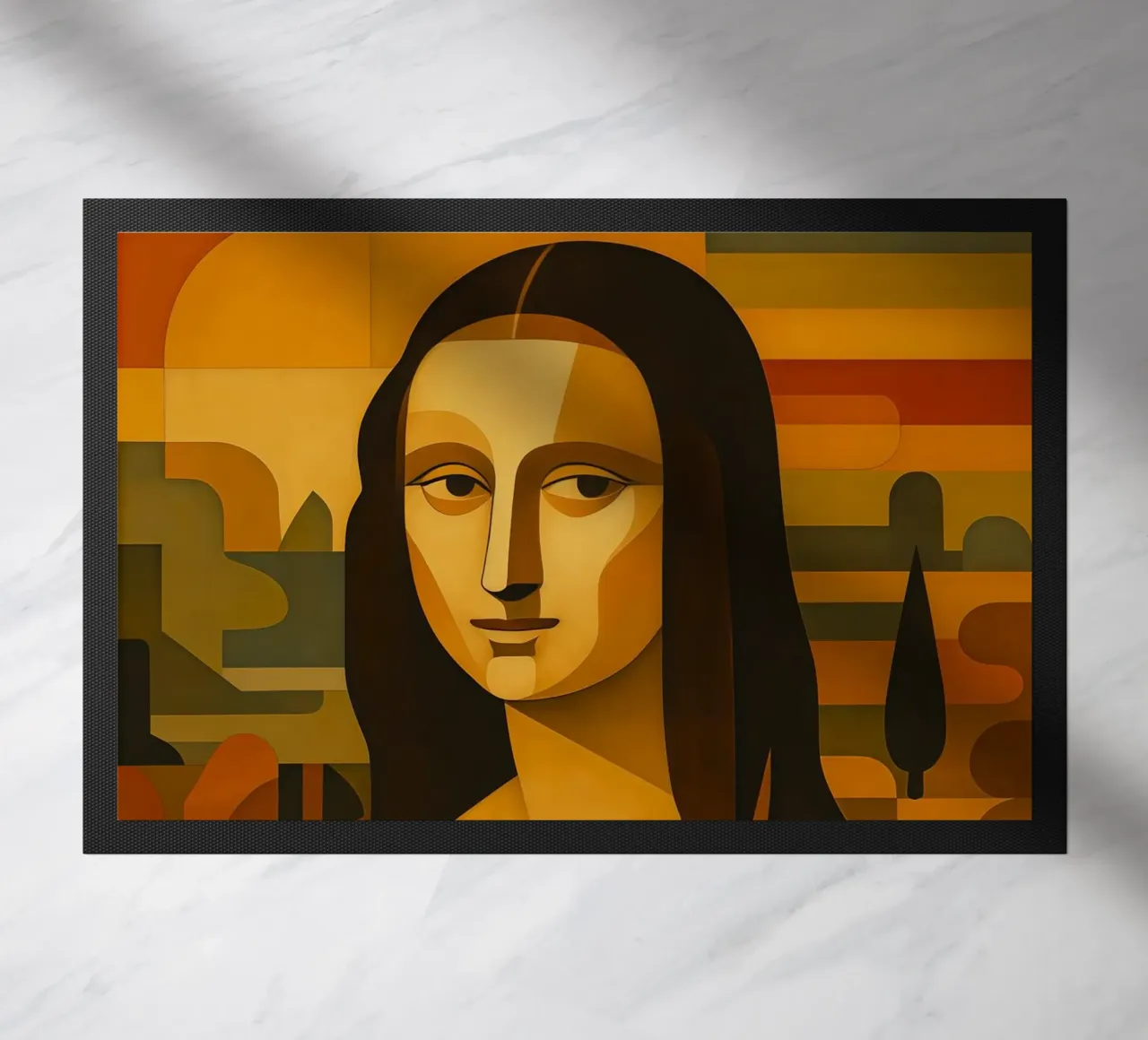 Ritratto di Monna Lisa in stile metà secolo zerbino da ARTOMATIC