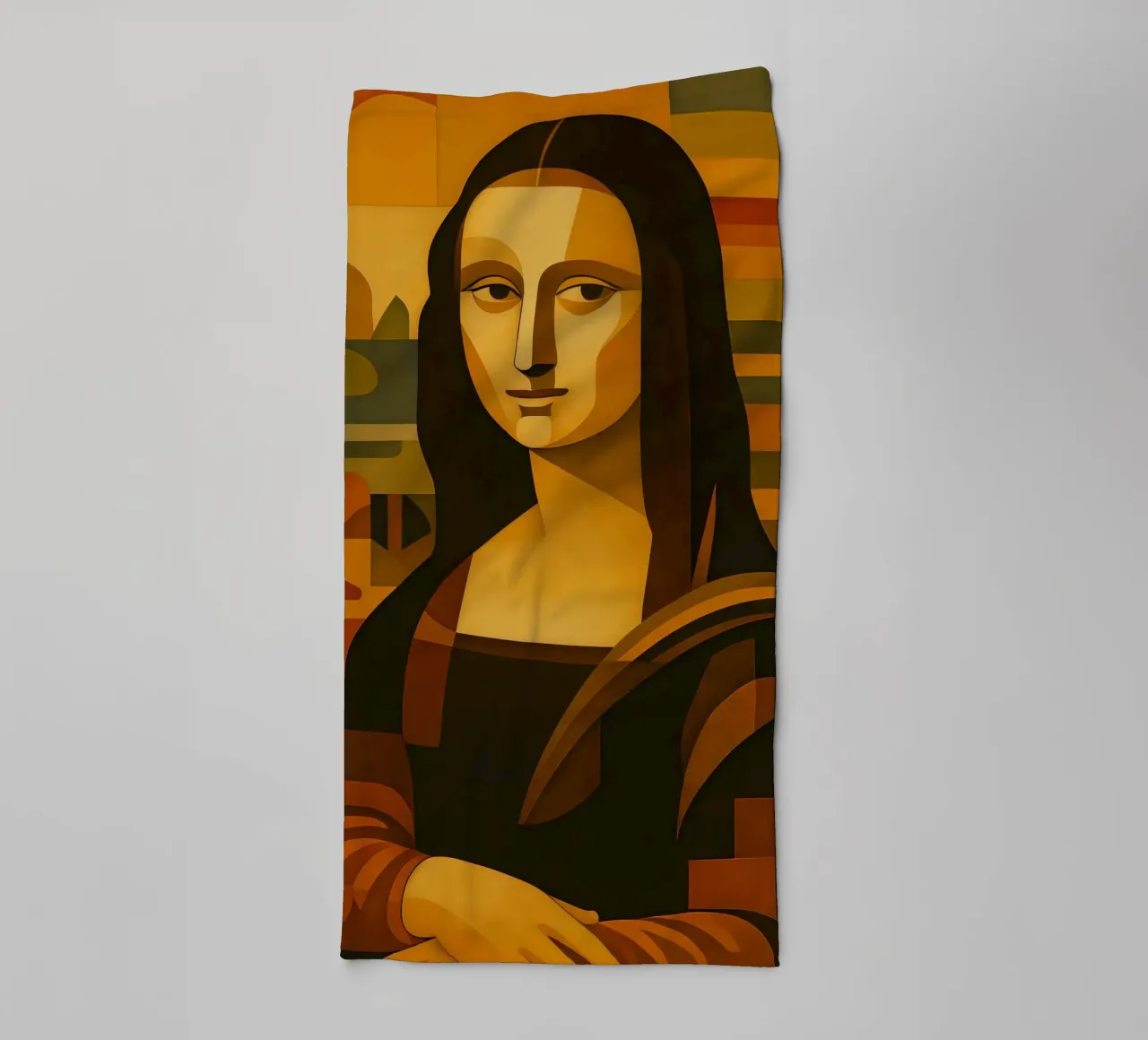 Ritratto di Monna Lisa in stile metà secolo asciugamano da bagno da ARTOMATIC
