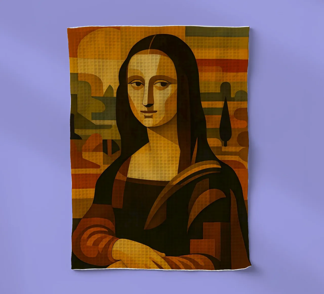 Ritratto di Monna Lisa in stile metà secolo canovaccio da cucina da ARTOMATIC
