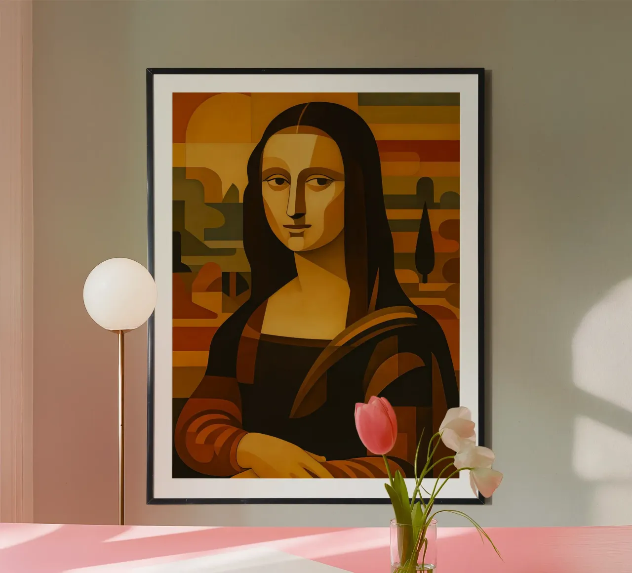 Ritratto di Monna Lisa in stile metà secolo carta hahnemühle da ARTOMATIC