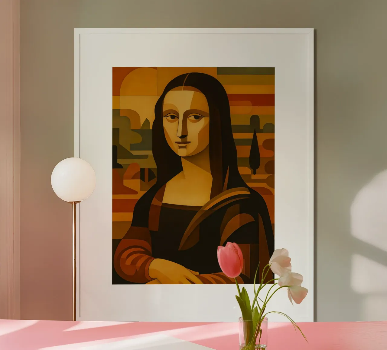 Ritratto di Monna Lisa in stile metà secolo carta hahnemühle da ARTOMATIC
