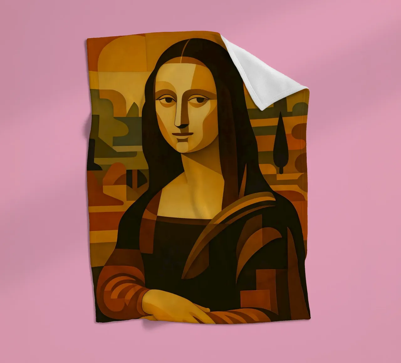 Ritratto di Monna Lisa in stile metà secolo coperta in pile da ARTOMATIC