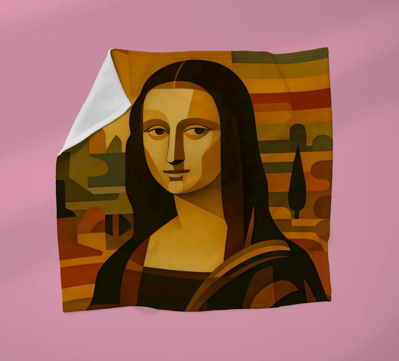 Ritratto di Monna Lisa in stile metà secolo coperta in pile da ARTOMATIC