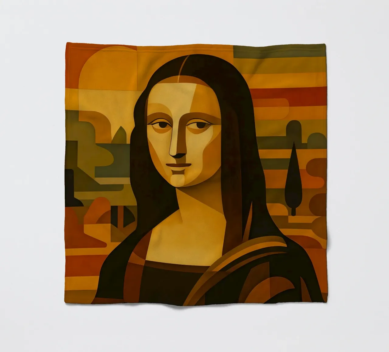 Ritratto di Monna Lisa in stile metà secolo coperta in pile da ARTOMATIC