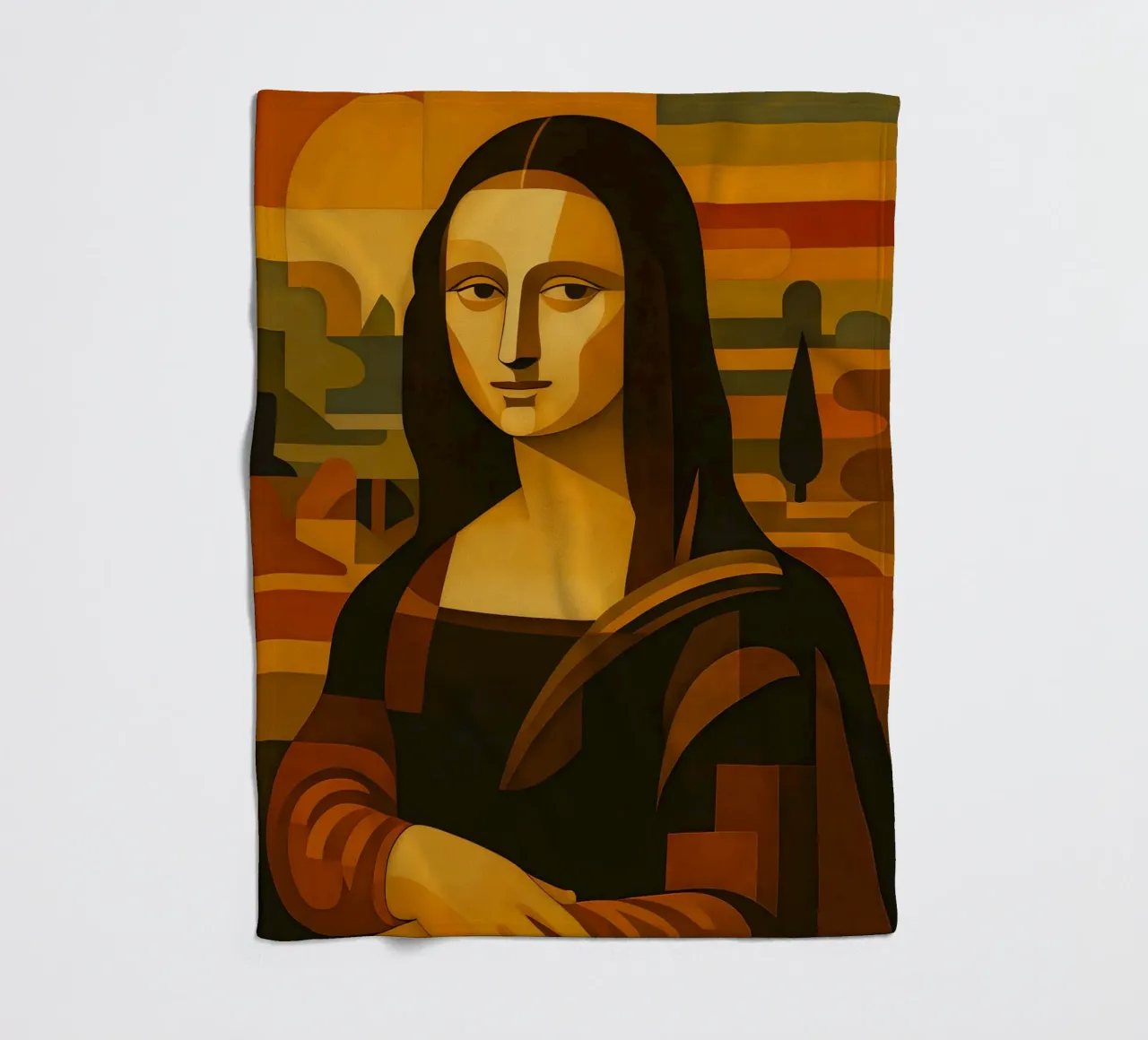 Ritratto di Monna Lisa in stile metà secolo coperta in pile da ARTOMATIC