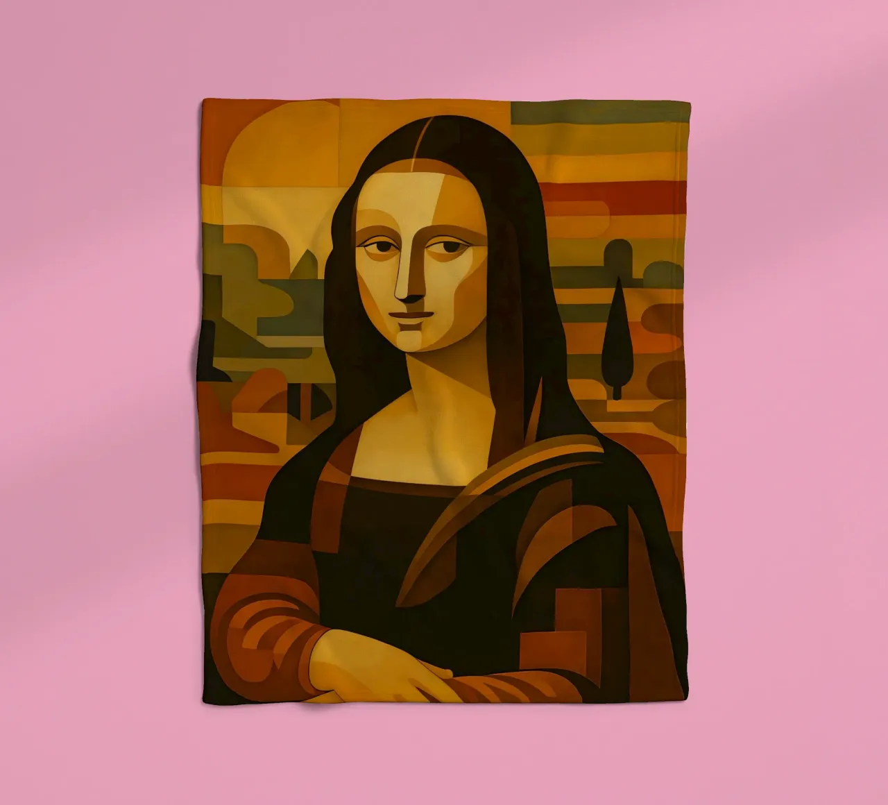 Ritratto di Monna Lisa in stile metà secolo coperta in pile da ARTOMATIC