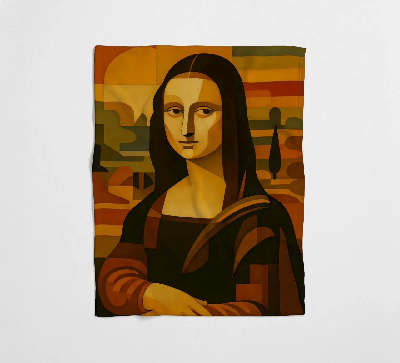 Ritratto di Monna Lisa in stile metà secolo coperta in pile da ARTOMATIC